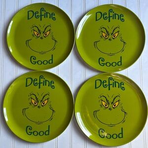 The Grinch 10 inch Melamine Plates x 4 New